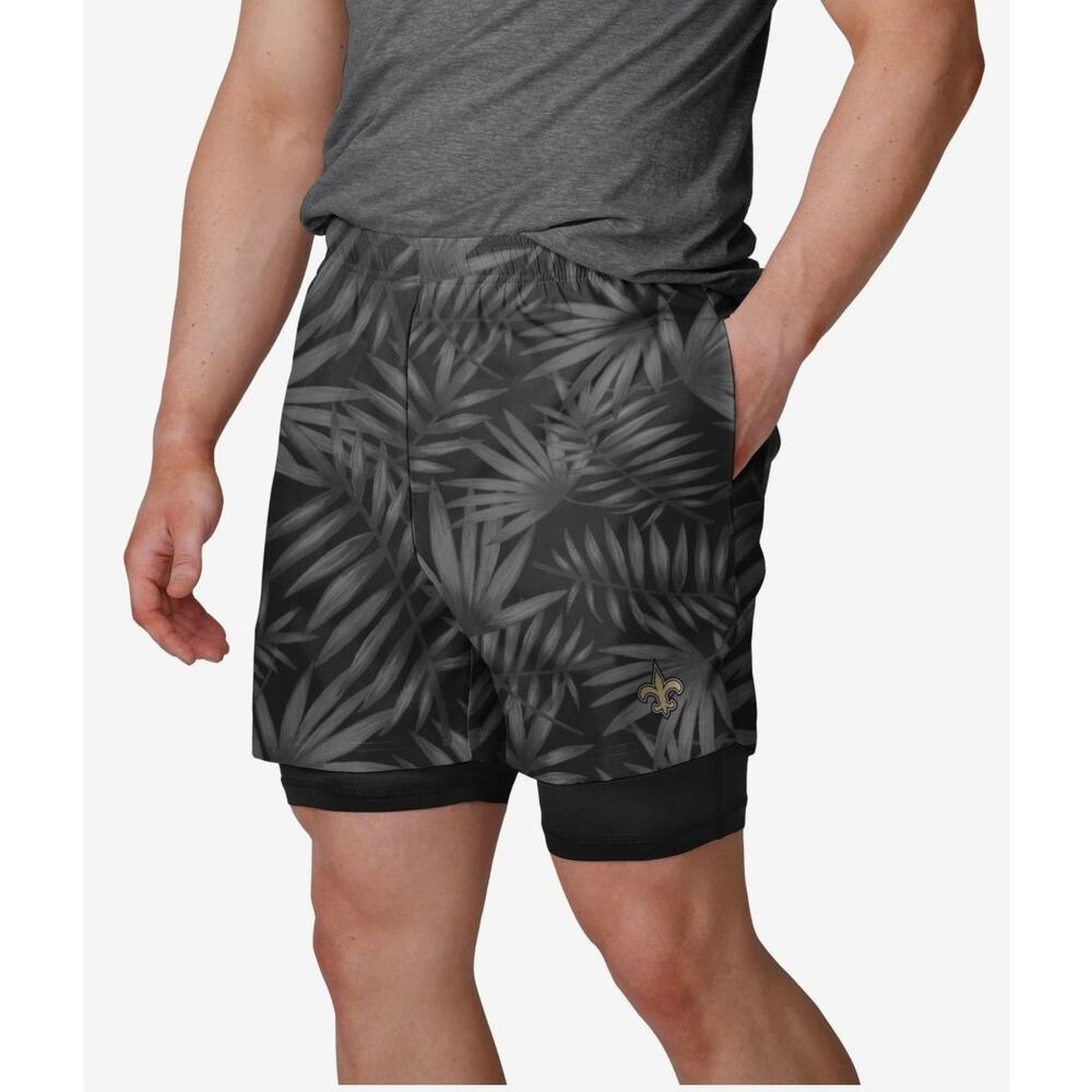 New Orleans Saints Floral Black Liner Shorts Size Large  NWT - Picture 7 of 9